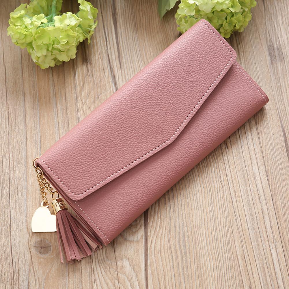 Tassels Long Wallet Ladies PU Leather Thin Mobile Holder Money Bag