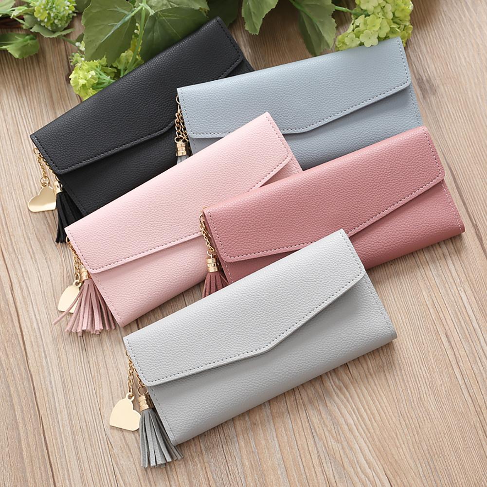 Tassels Long Wallet Ladies PU Leather Thin Mobile Holder Money Bag